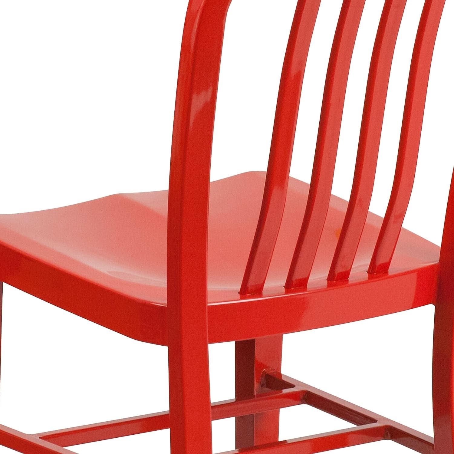 Commercial Grade Red Metal Indoor/Outdoor Dining Chair