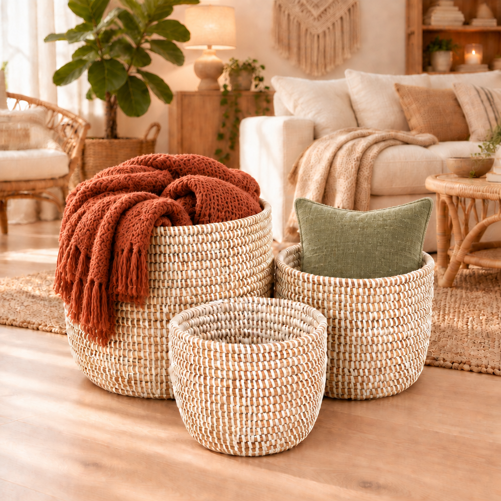 Catch-All / Planter Basket Monochrome White - Small