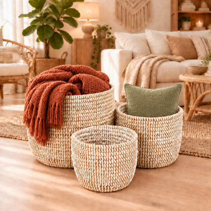 Catch-All / Planter Basket Monochrome White - Small