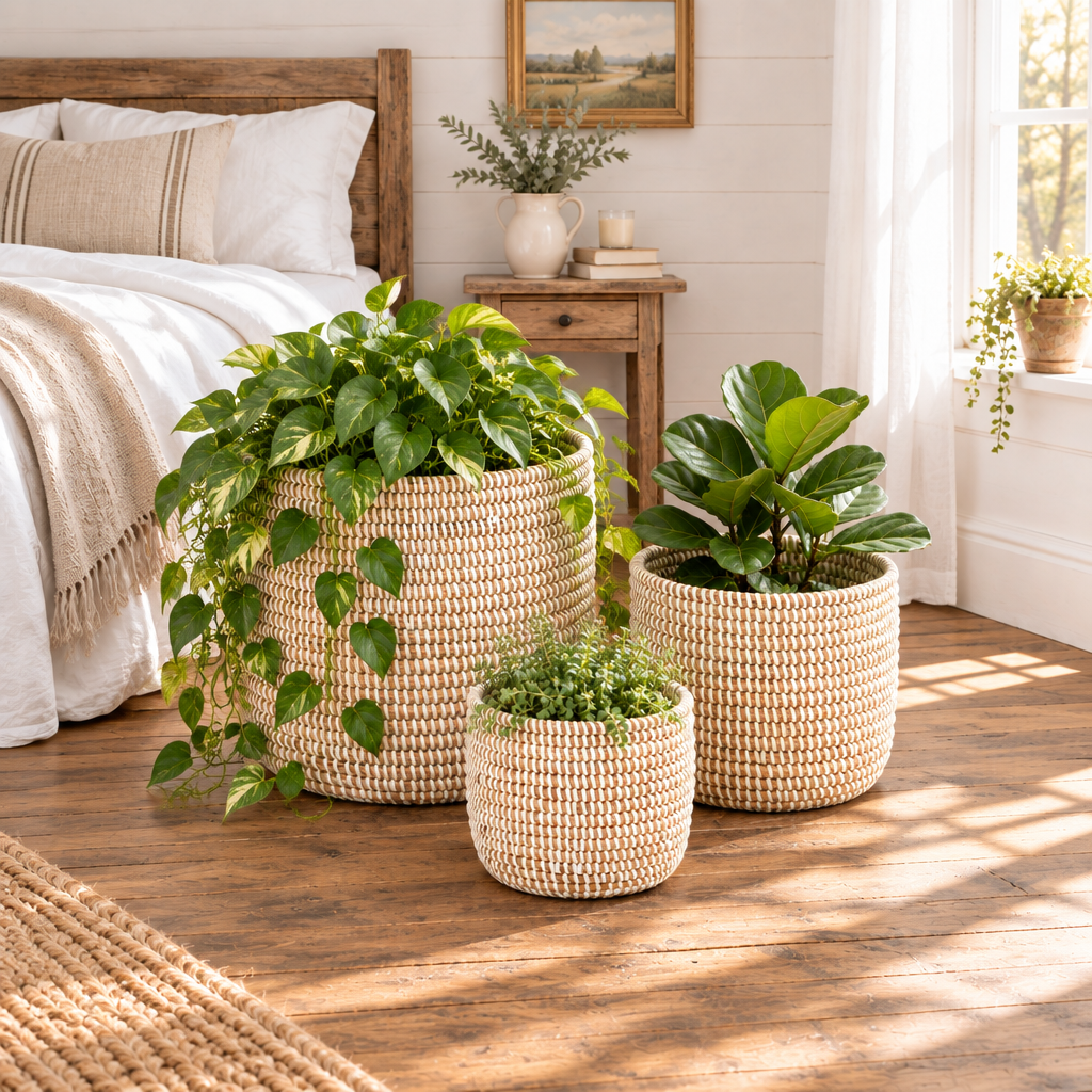 Catch-All / Planter Basket Monochrome White - Large