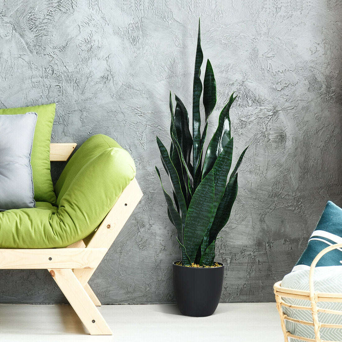 35.5 Inch Indoor-Outdoor Artificial Snake Plant
