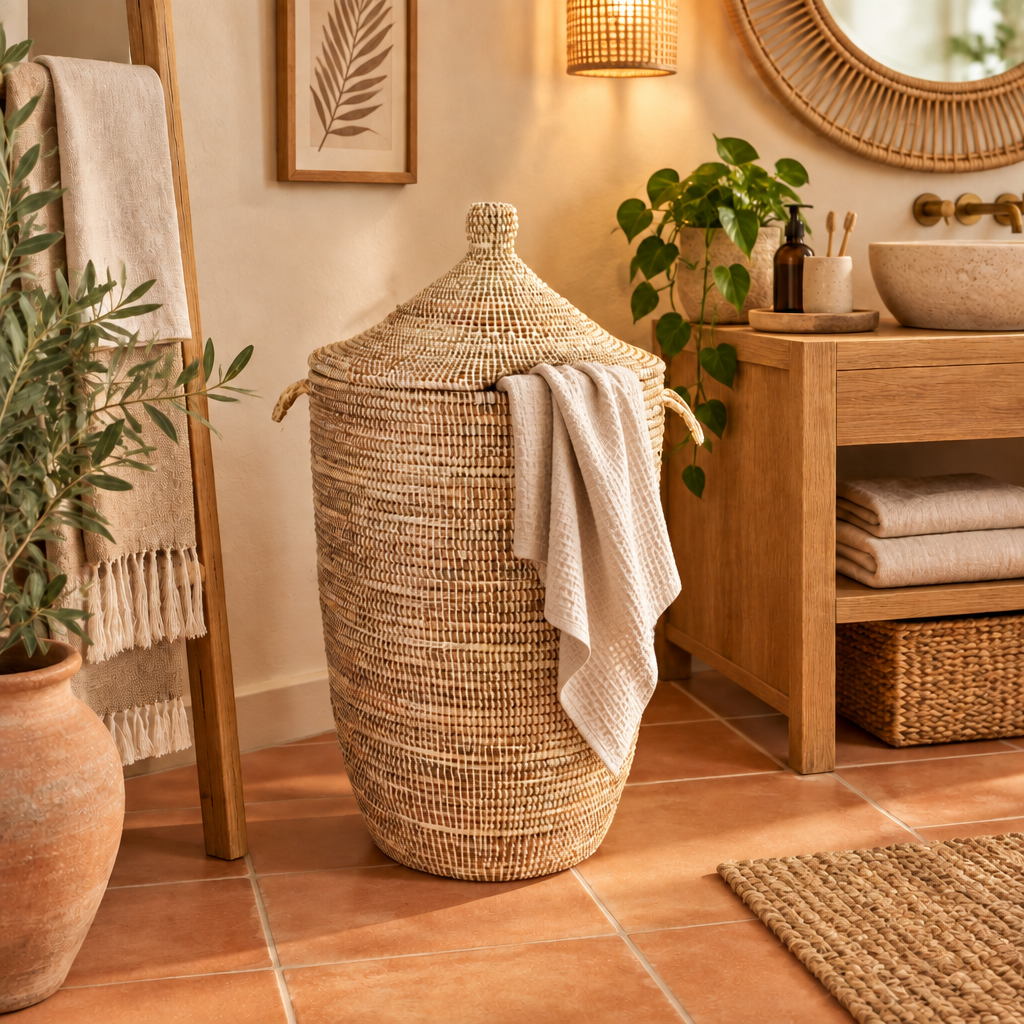 Dou Lid Storage Basket in  Monochrome Natural - Large
