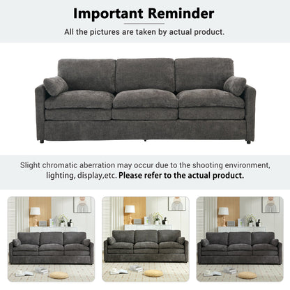 Cozy Upholstered Oversized 3-Seater Cloud Sofa in Dark Gray