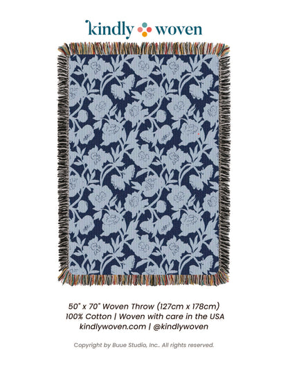 Addy Delft Floral Jacquard Woven Throw Blanket