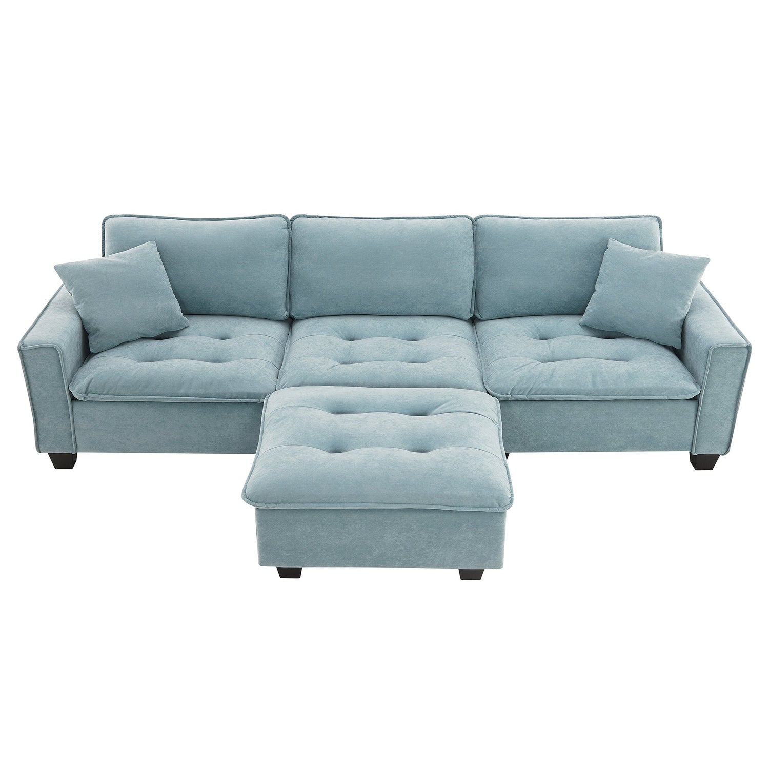 Modern Reversible Sofa Sectional in Sky Blue