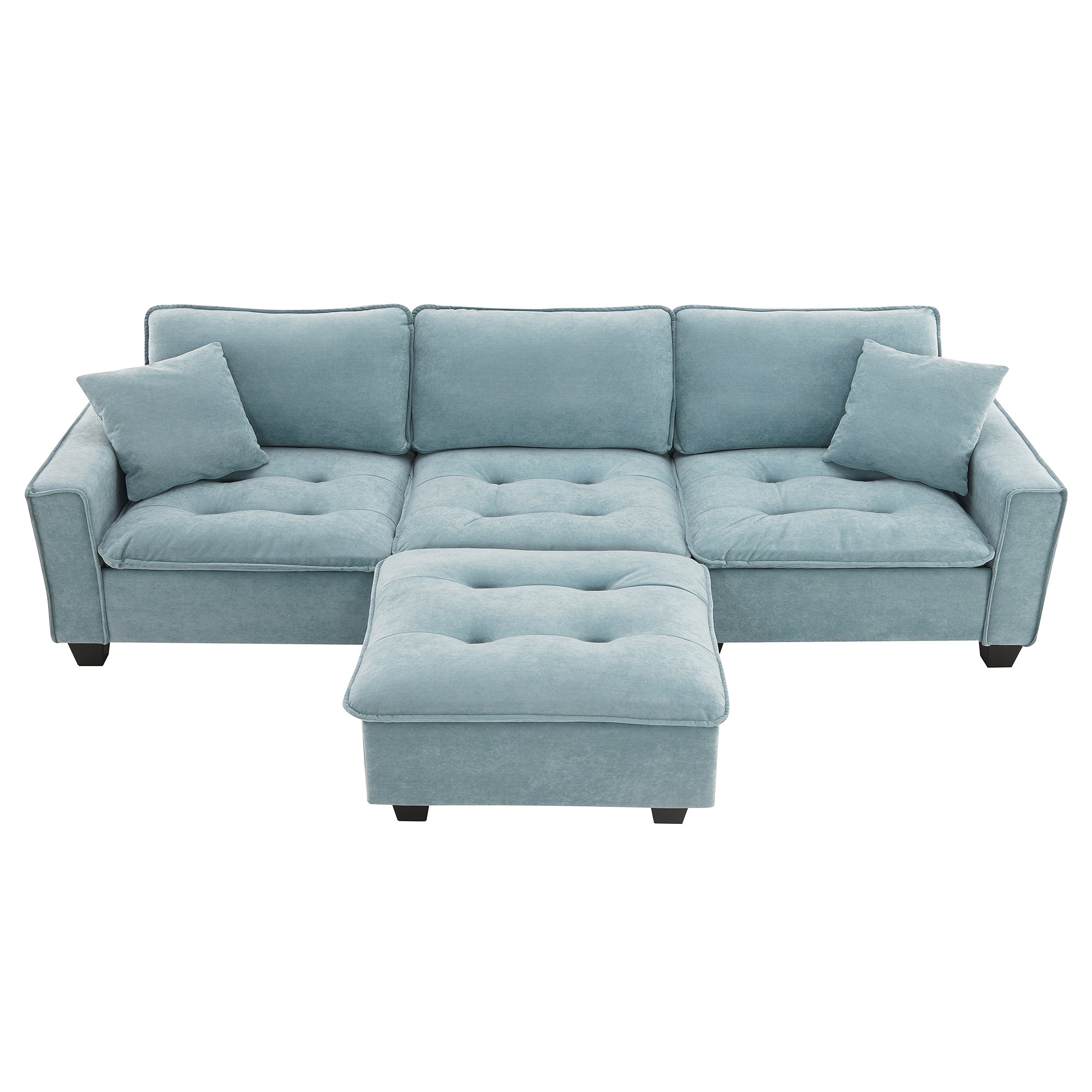 Modern Reversible Sofa Sectional in Sky Blue