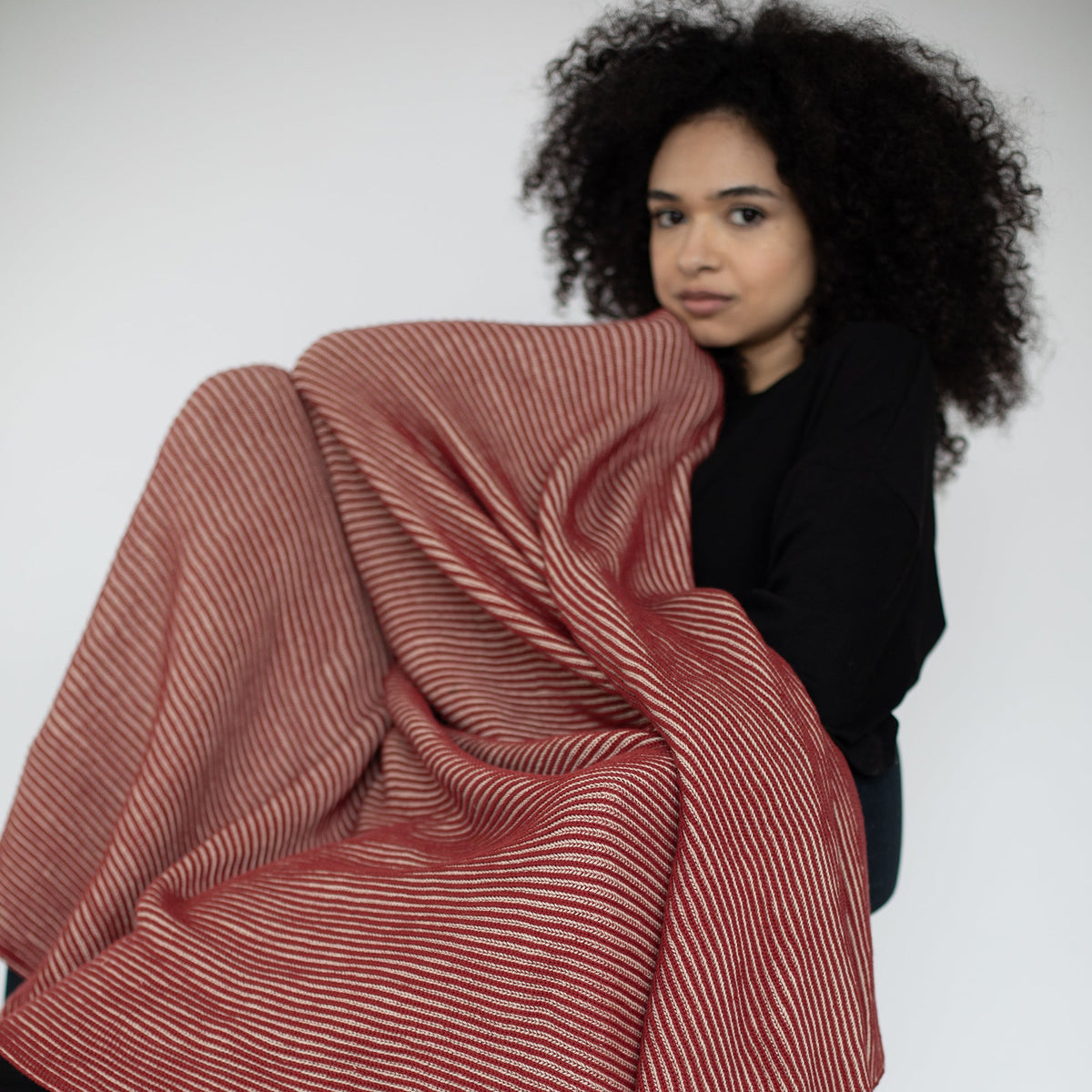 Ribbed Organic Cotton Knit Throw Blanket