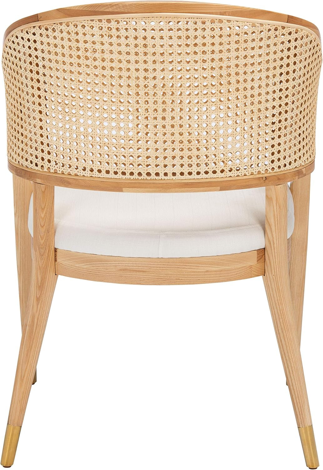 Natural Rattan Accent Chair with Brass Caps
