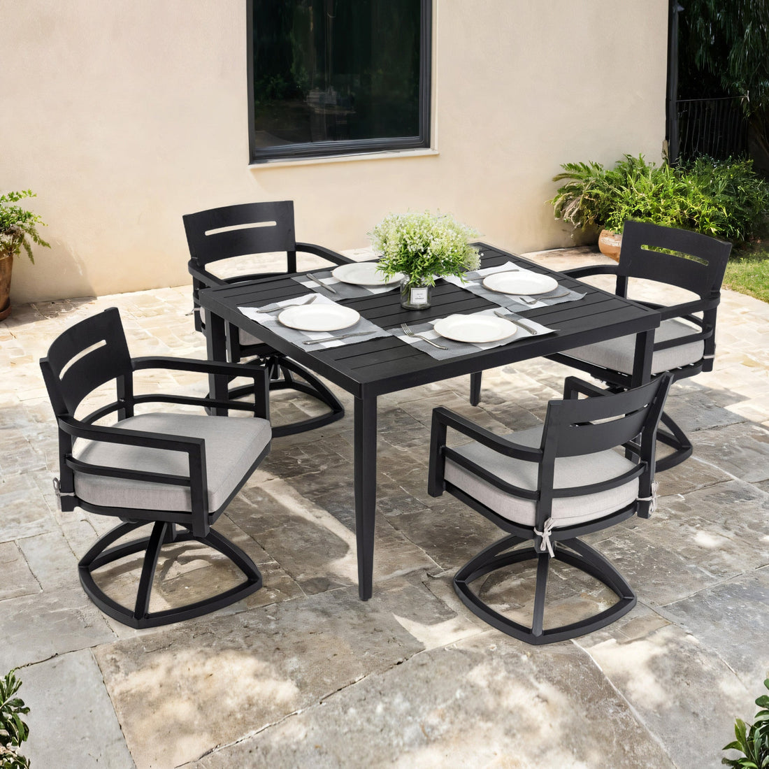 5-Piece Outdoor Aluminum Dining Set - Ember Black