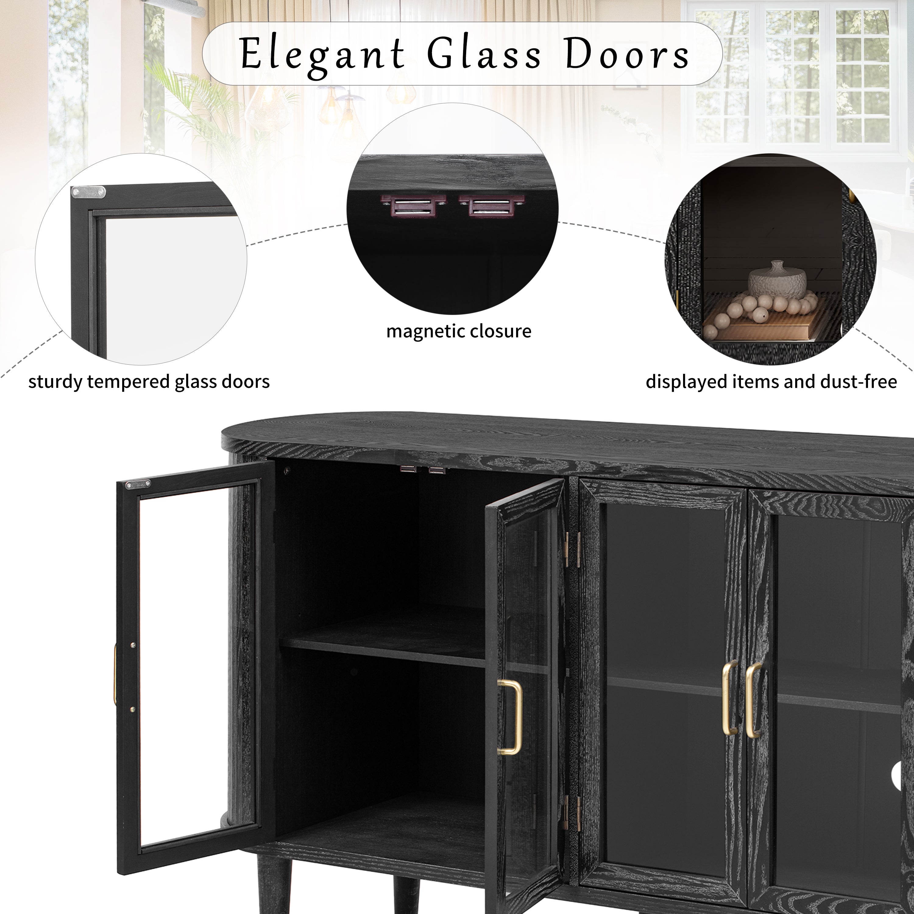Farmhouse Sideboard Cabinet with Storage