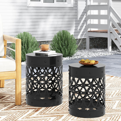 Black Powder Coated Iron End Tables - Set of 2