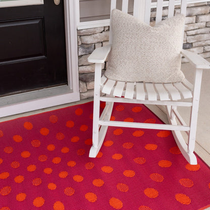Crazy Dots Orange &amp; Red Reversible Outdoor Mat