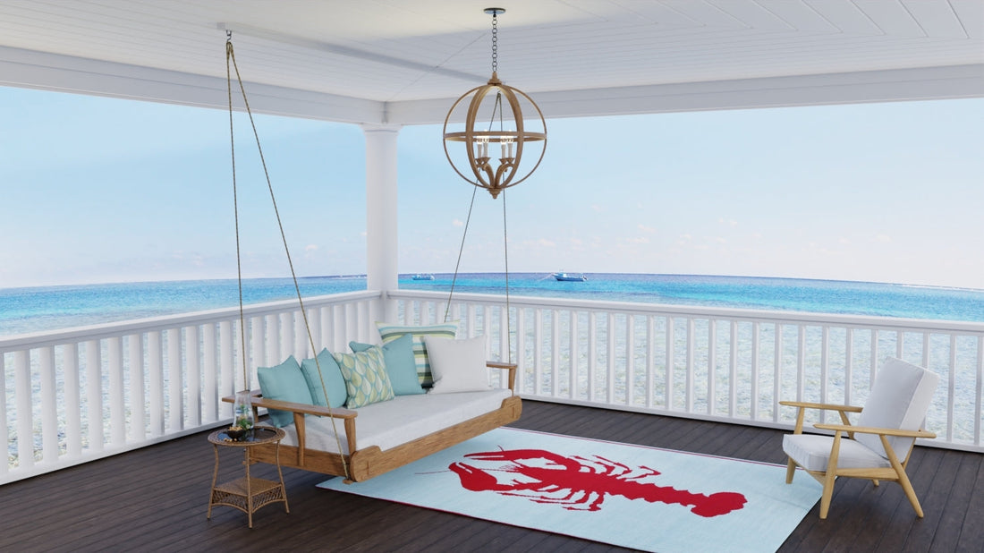 Lobster Aqua &amp; Red Outdoor Mat