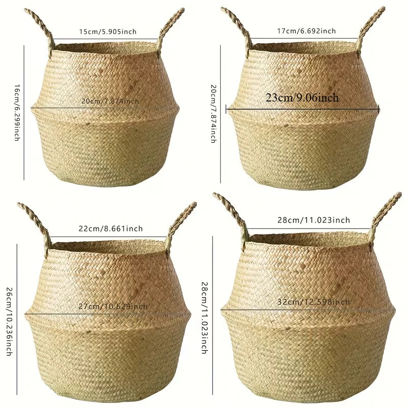 Hand Woven Bamboo Baskets with Handles