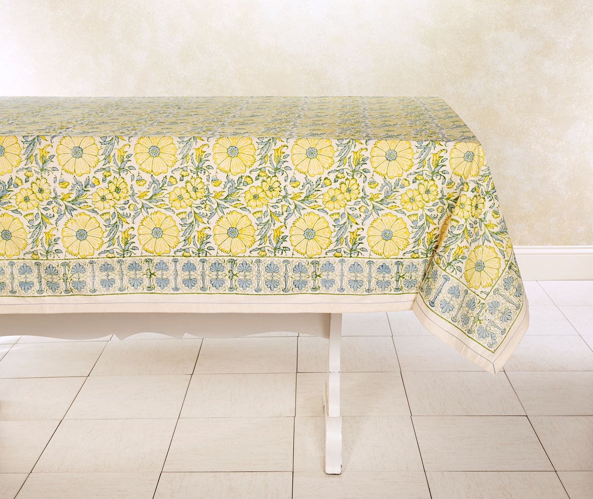 Hand Block Printed Cotton Tablecloths - Multiple Colors
