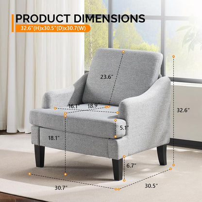 Set of 2 Grey Textured Linen Armchairs