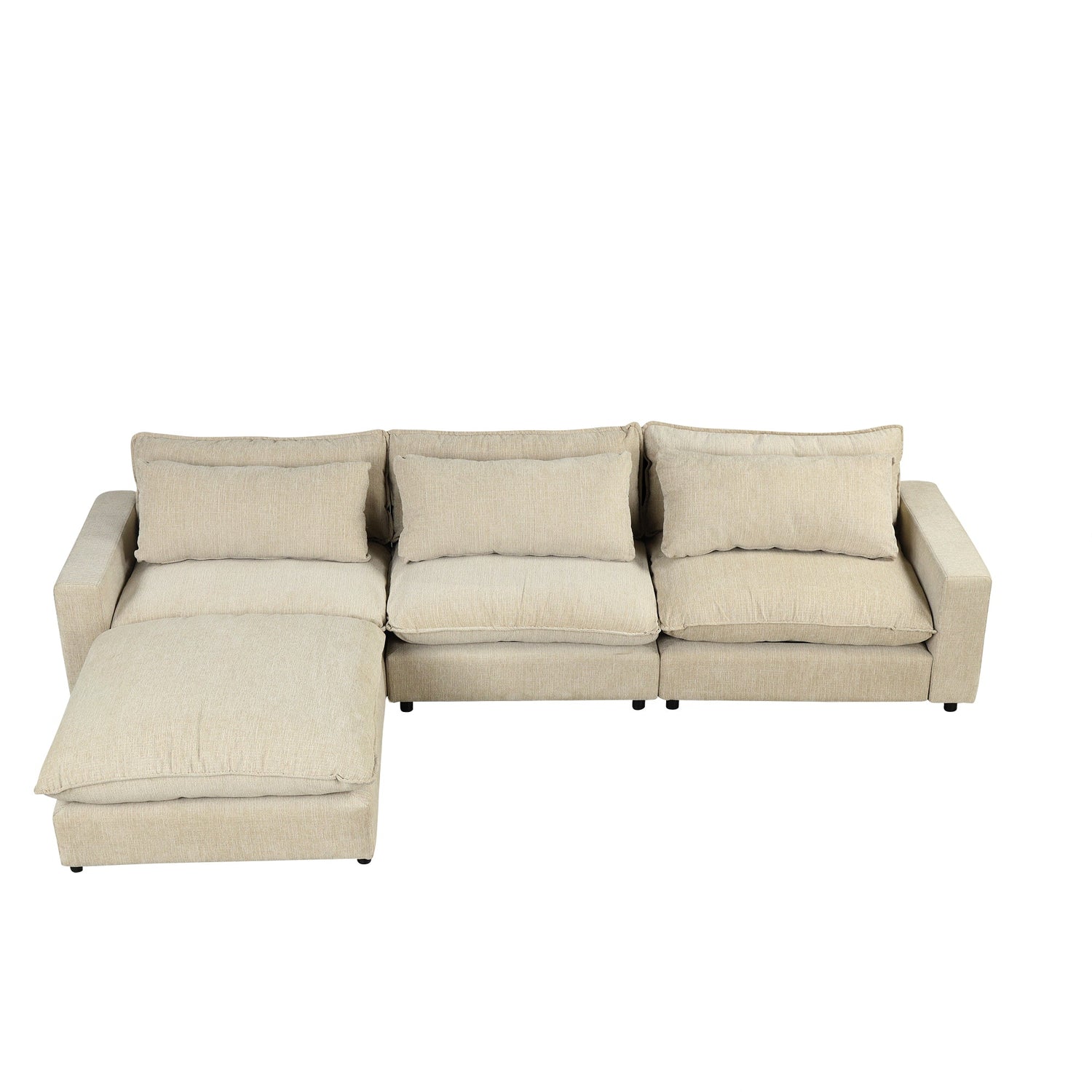 Chenille Upholstered Cloud Sofa Modular Sectional - Beige