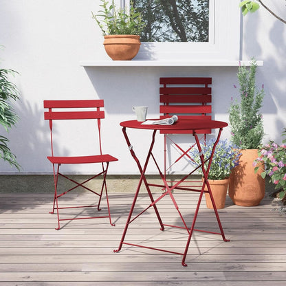 3-Piece Folding Outdoor Bistro Set in Red