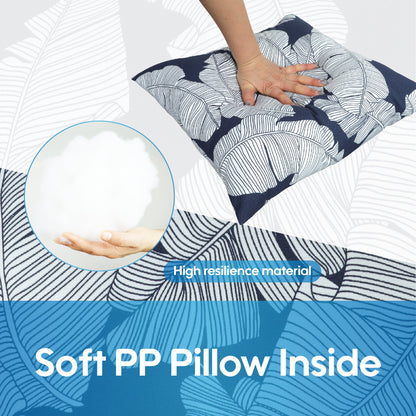 2 Pack Outdoor Throw Pillows - 18x18 Blue Leaf