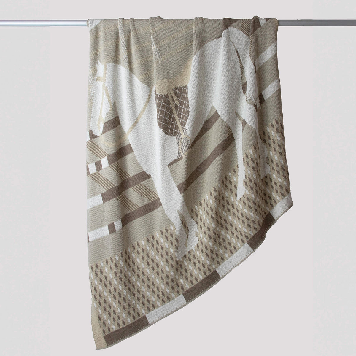 Equestrian Cheval - Cotton Sustainable Knit Patterned | Stripes Throw Blanket