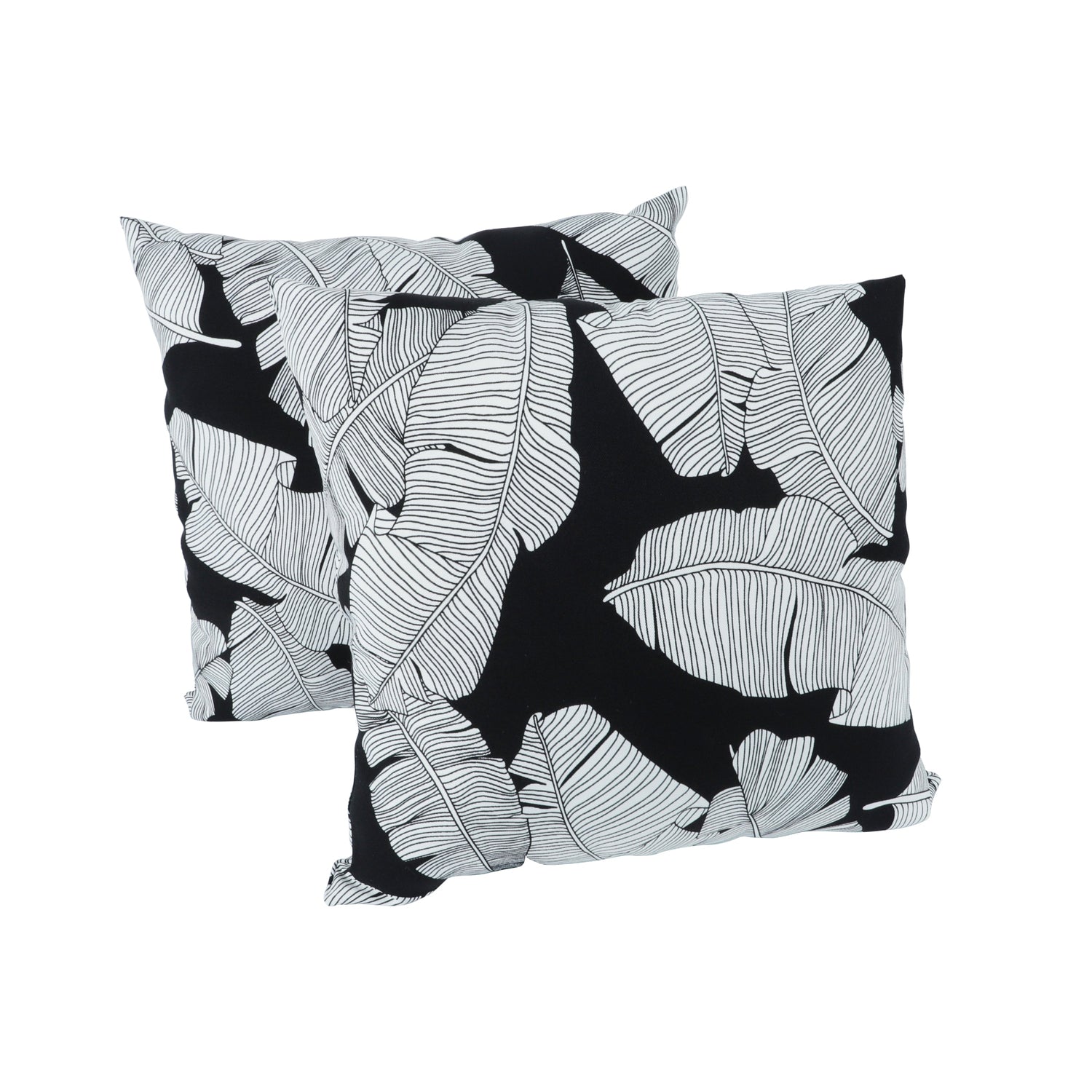 2 Pack Outdoor Throw Pillows - Black Leaf