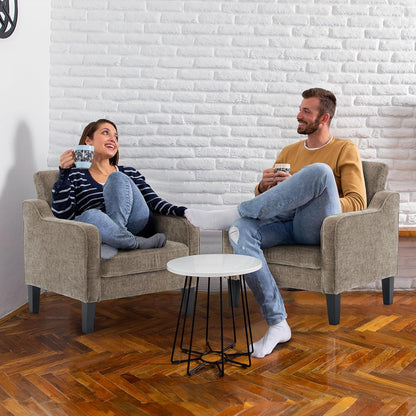 Light Brown Upholstered Accent Chairs - 2 pc Set