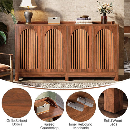 57 InchModern  Farmhouse Sideboard Cabinet With Adjustable Shelves
