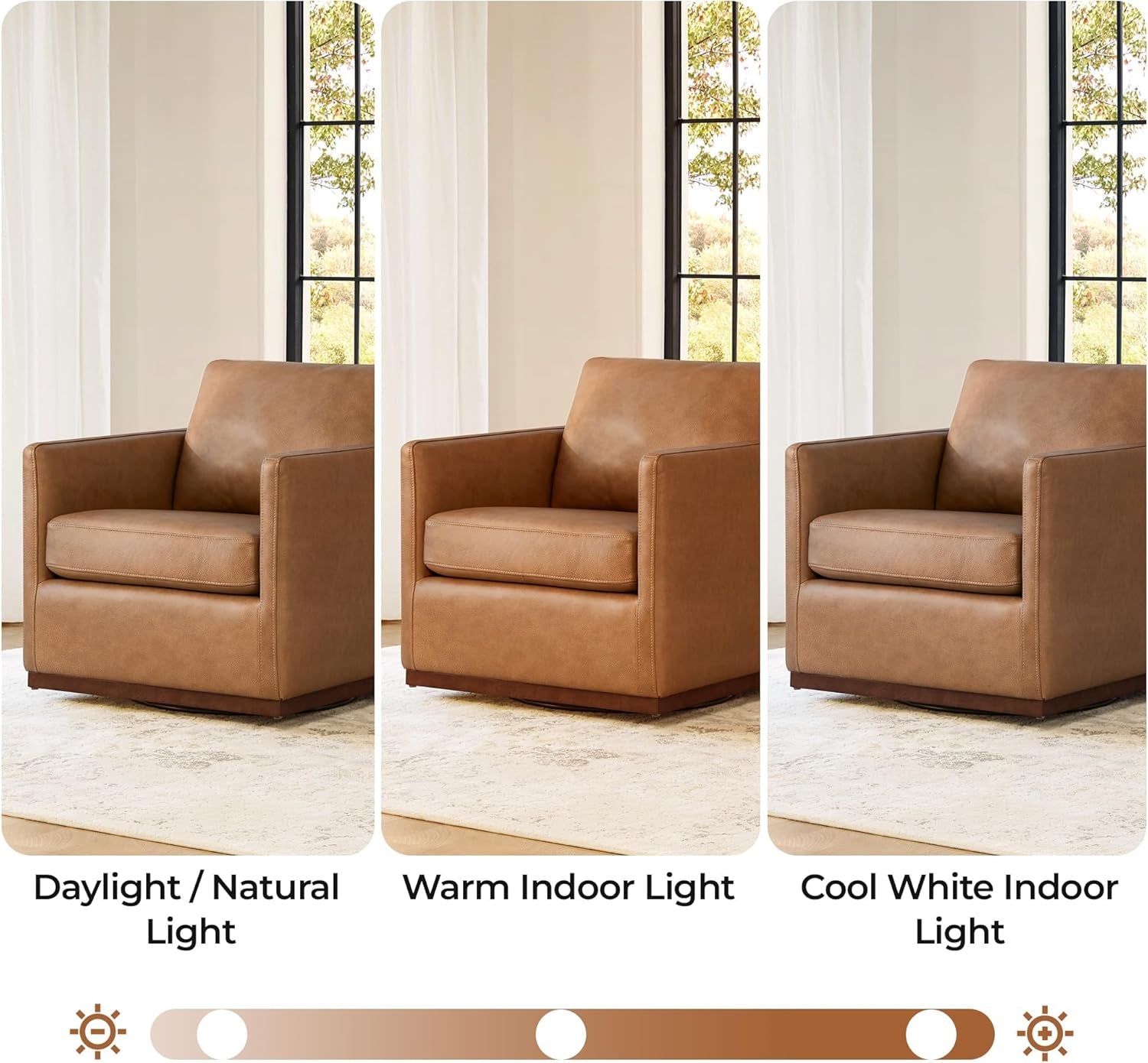 Genuine Leather Swivel Accent Chair