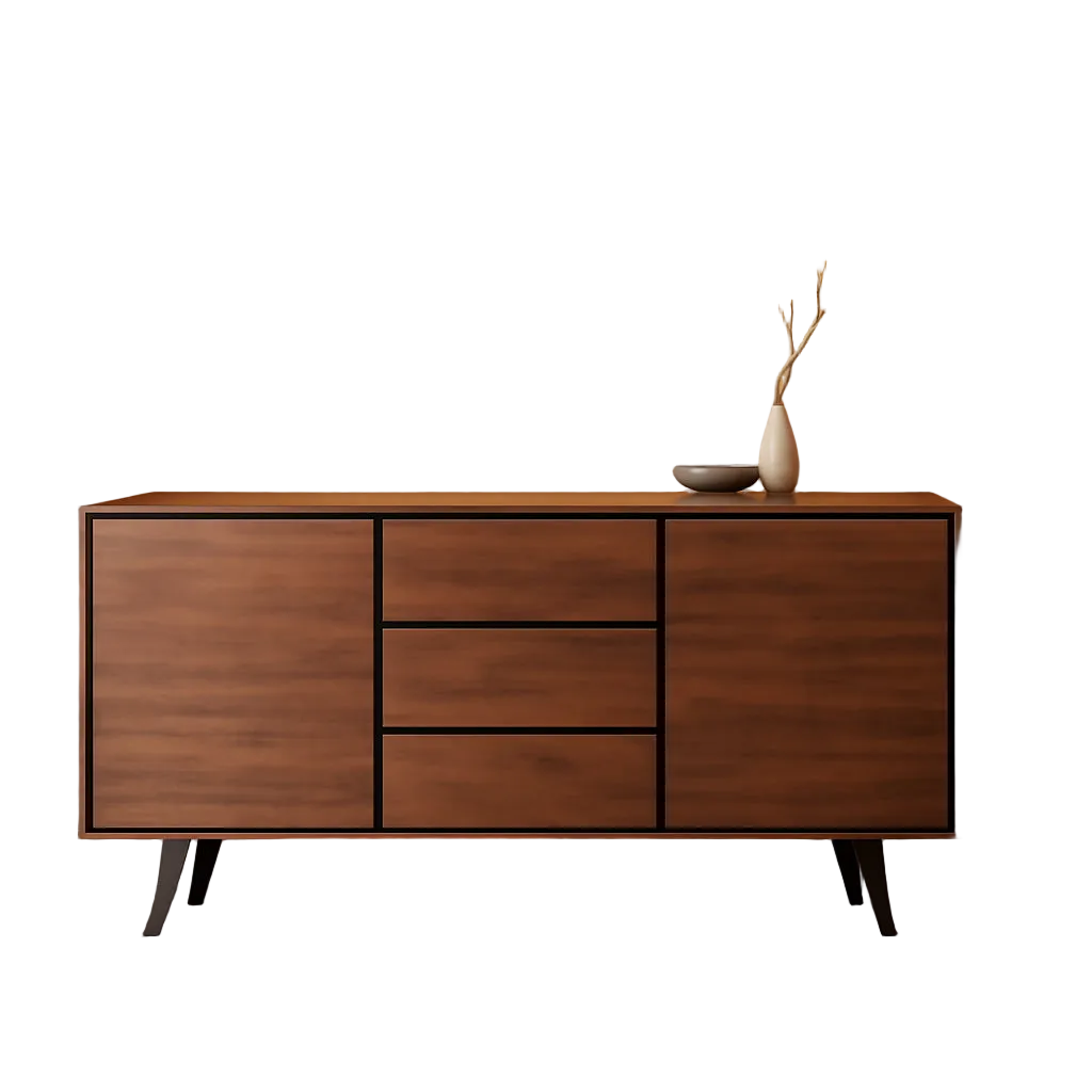Solid Acacia 60 Inch Modern Sideboard Buffet With Wine Rack