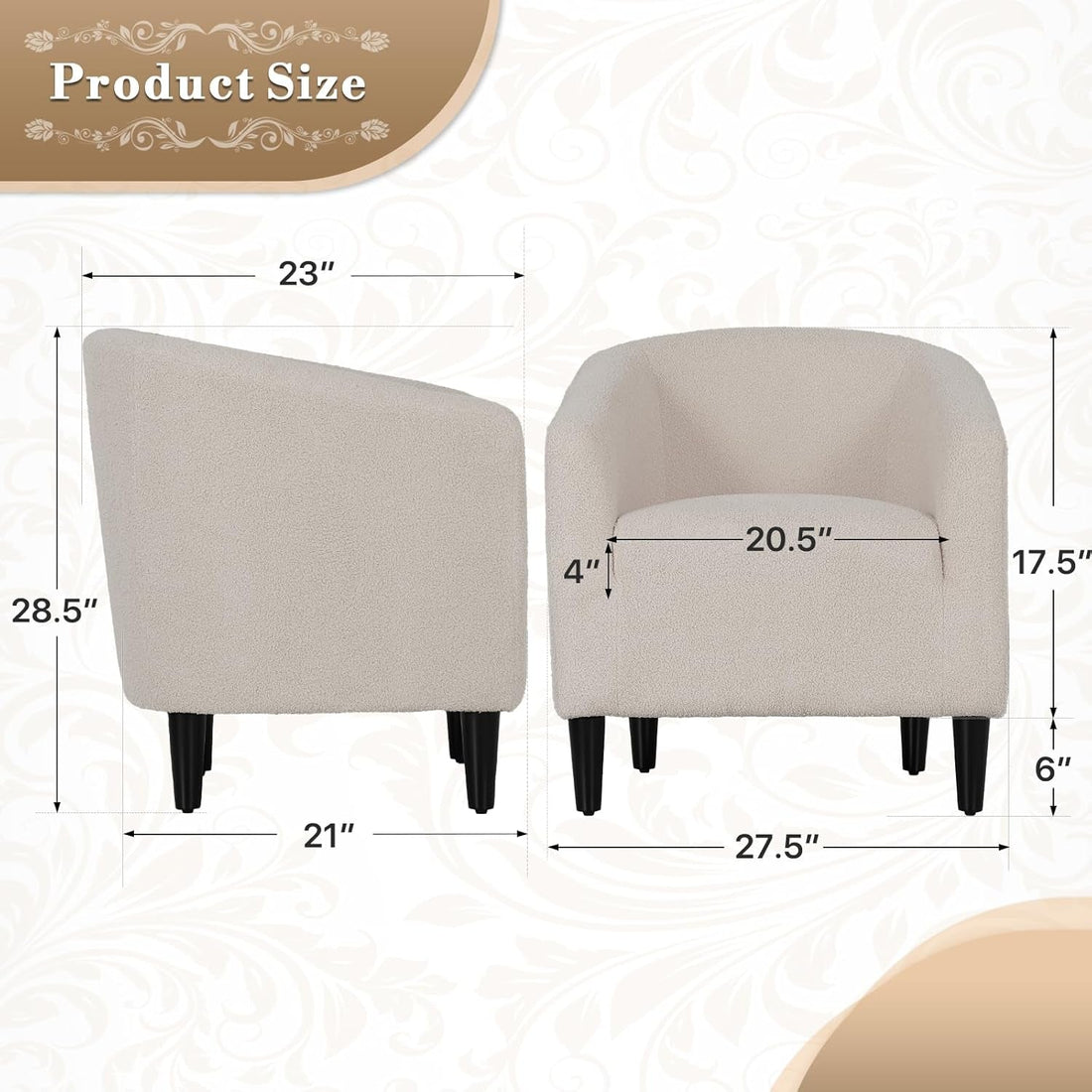 Beige Furry Barrel Accent Chair