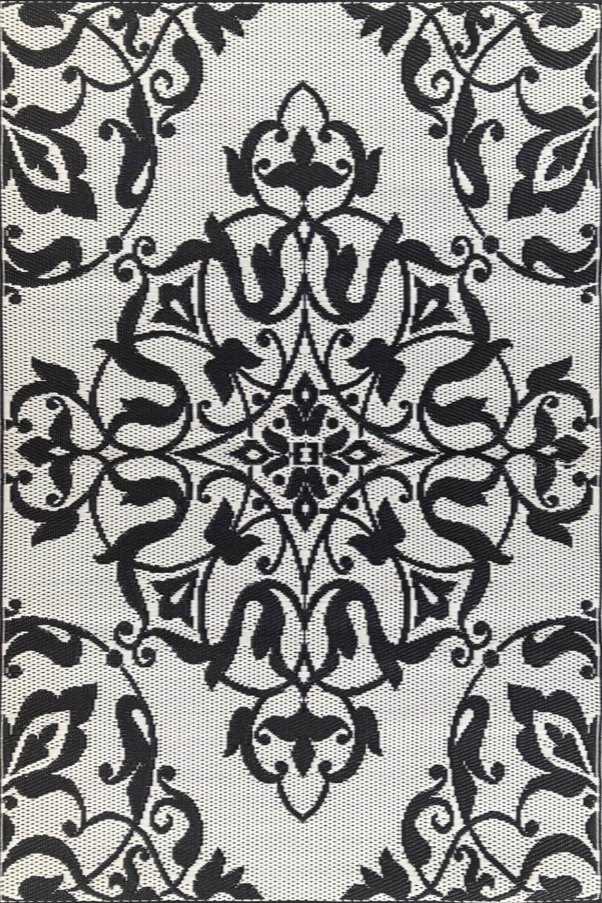 New Wrought Iron Black &amp; White Reversible Outdoor Mat