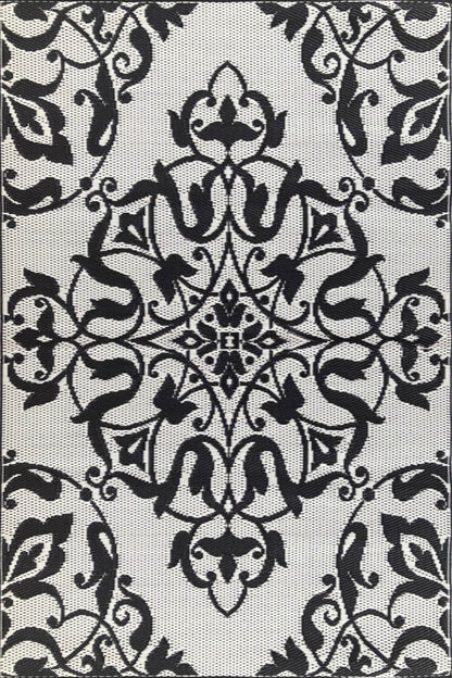 New Wrought Iron Black &amp; White Reversible Outdoor Mat