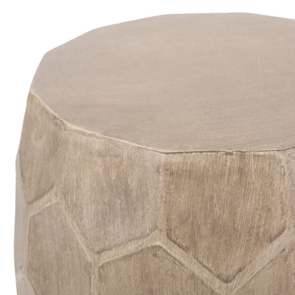 Outdoor Lightweight Concrete Side Table with Honeycomb Pattern in Natural Finish