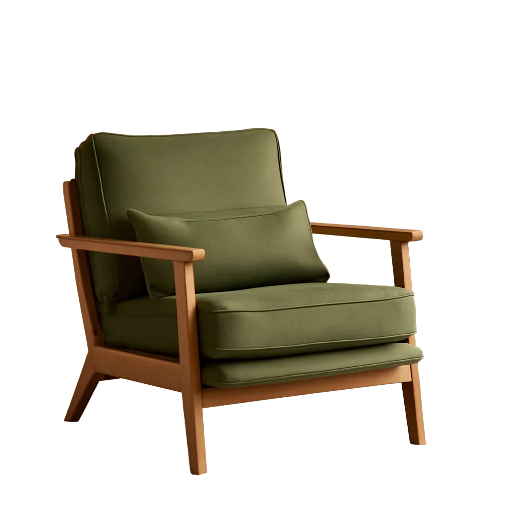 Luxury Upholstered Armchair in Olive