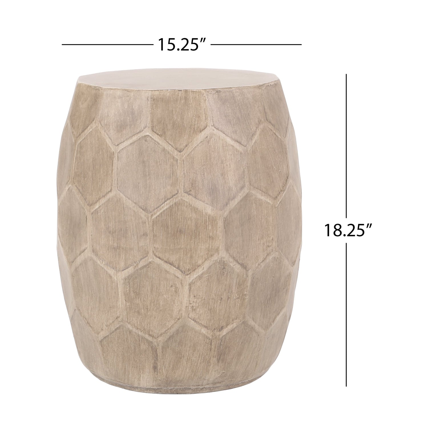 Outdoor Lightweight Concrete Side Table with Honeycomb Pattern in Natural Finish