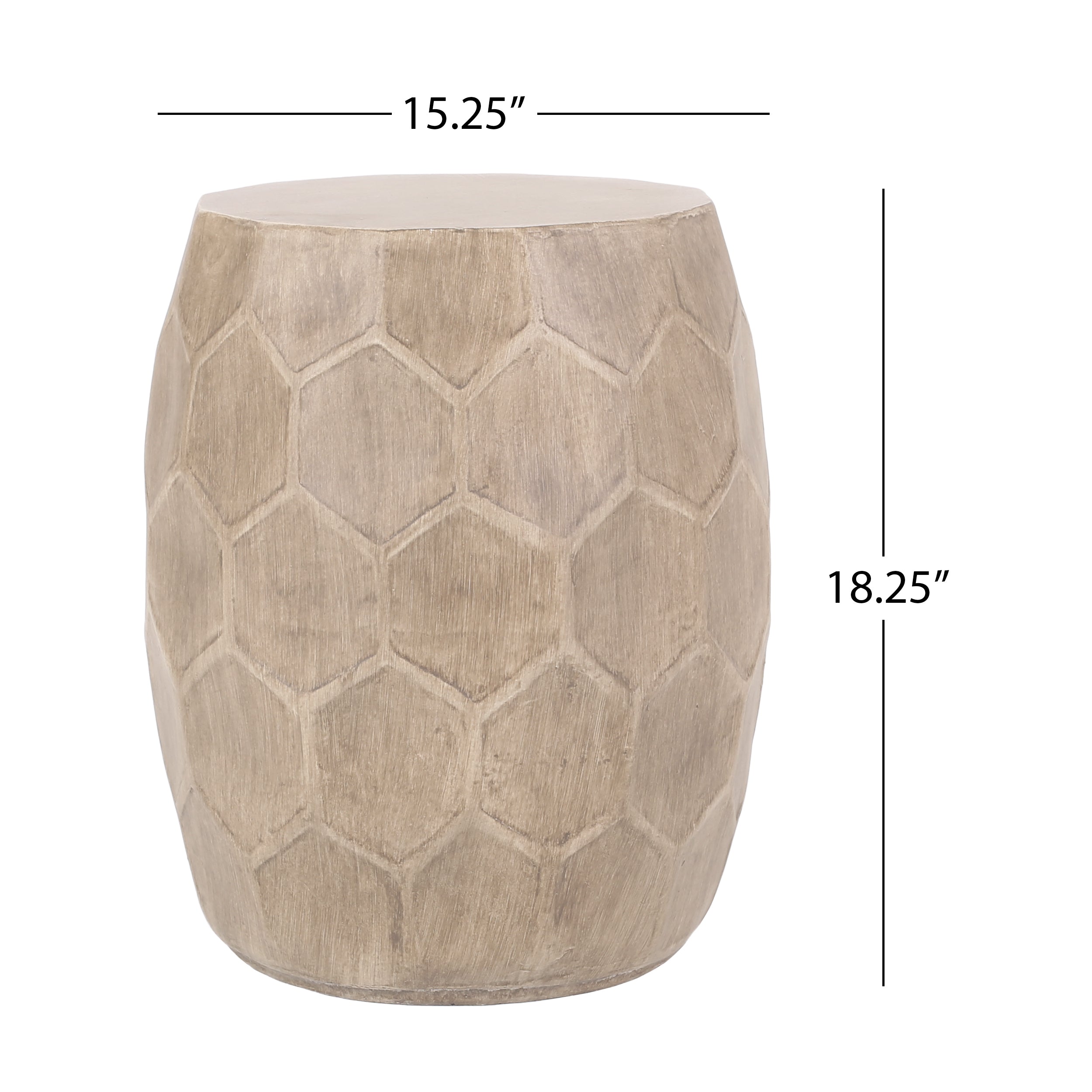 Outdoor Lightweight Concrete Side Table with Honeycomb Pattern in Natural Finish