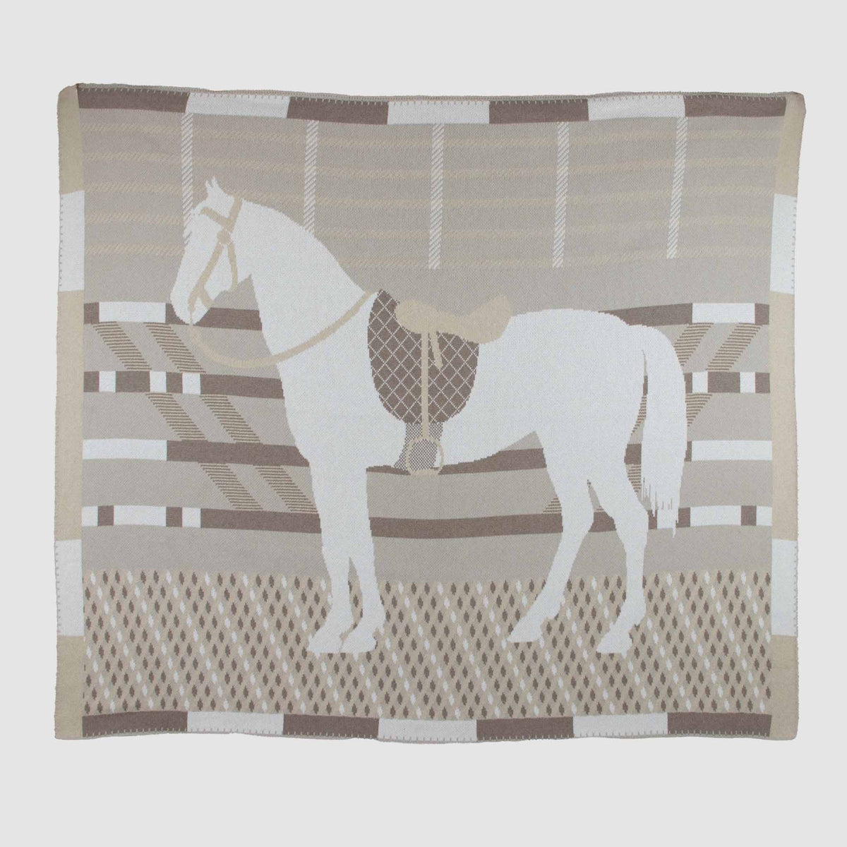 Equestrian Cheval - Cotton Sustainable Knit Patterned | Stripes Throw Blanket