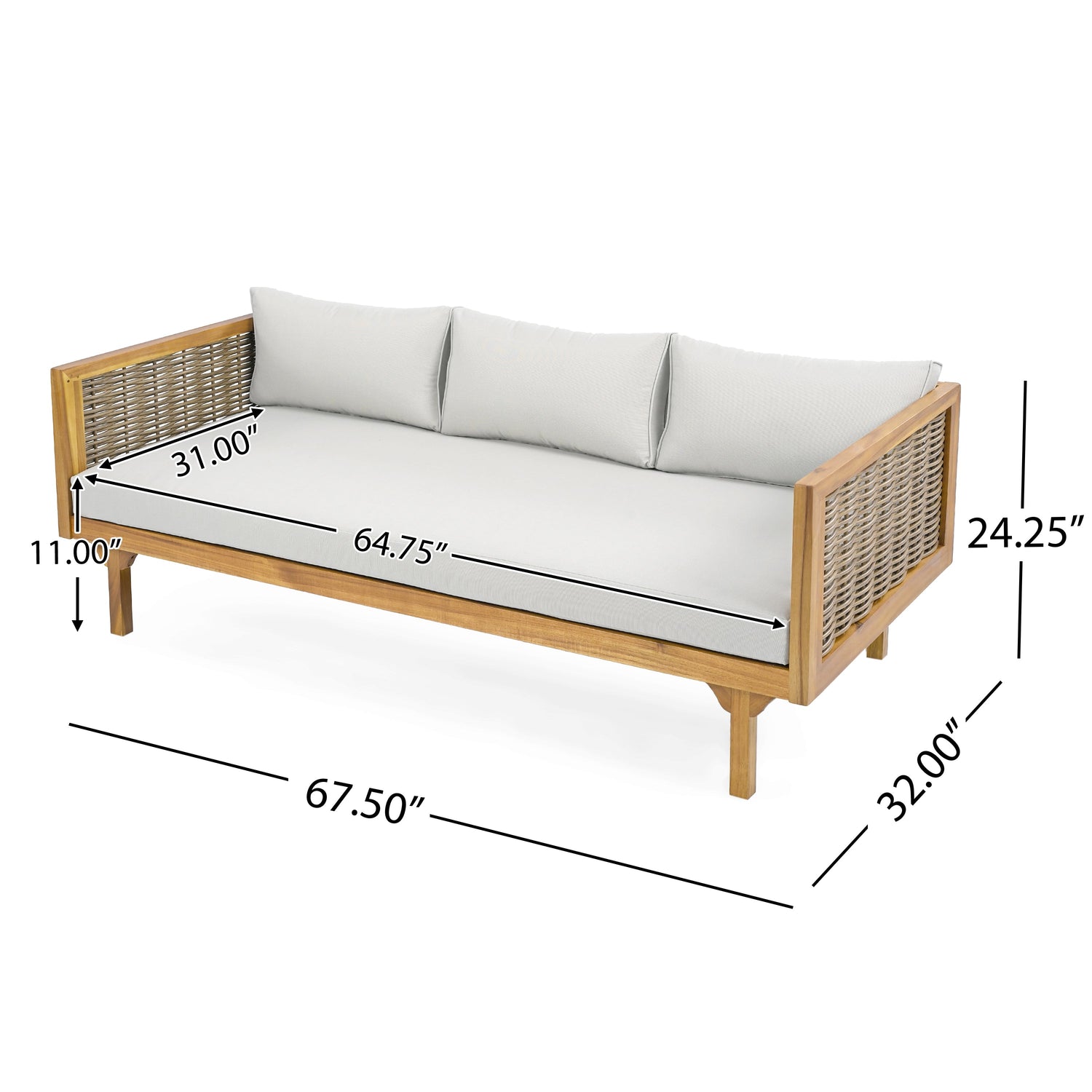 2 Piece Set - CLAREMONT 3 SEATER DAYBED + ACACIA WOOD TABLE