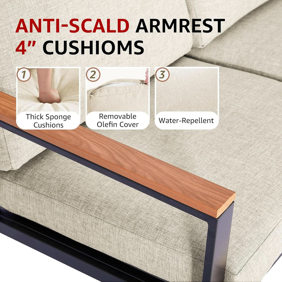 4 Piece Metal Outdoor Patio Conversation With Cushions