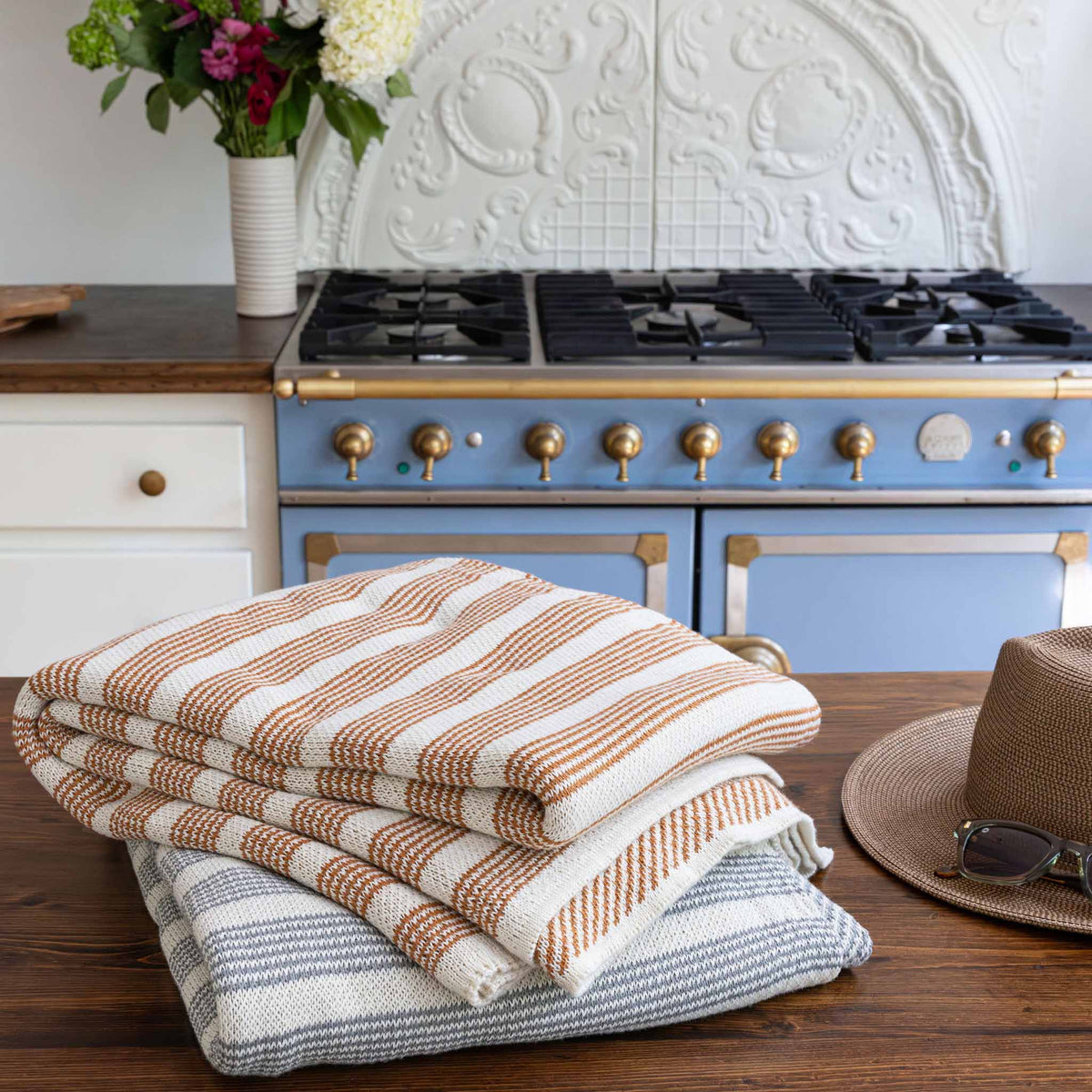 Poly Pinstripe - Indoor|Outdoor Sustainable Knit Minimalist Throw Blanket