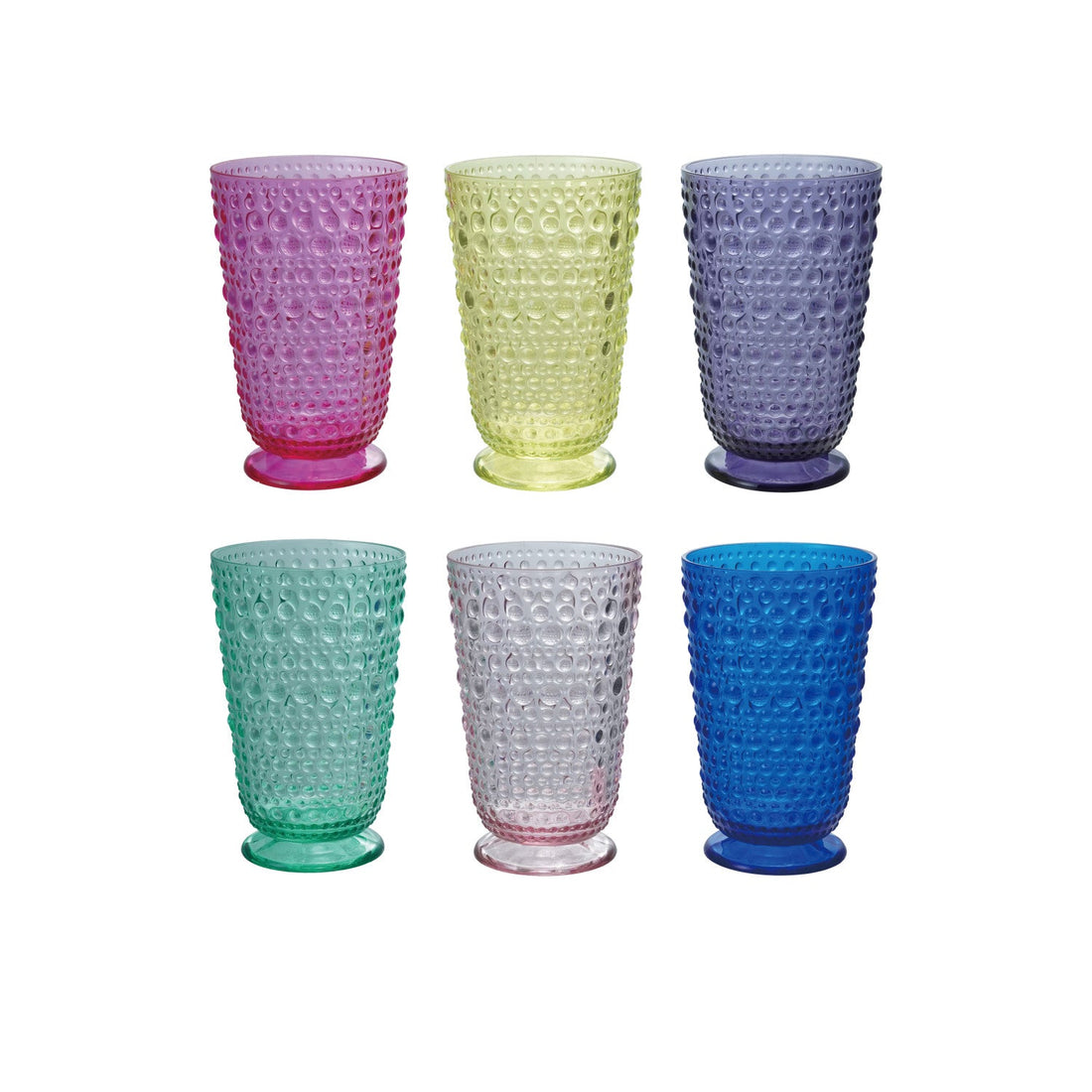 Acrylic Hobnail Tall Footed  Drinking Glass - 6 Colors