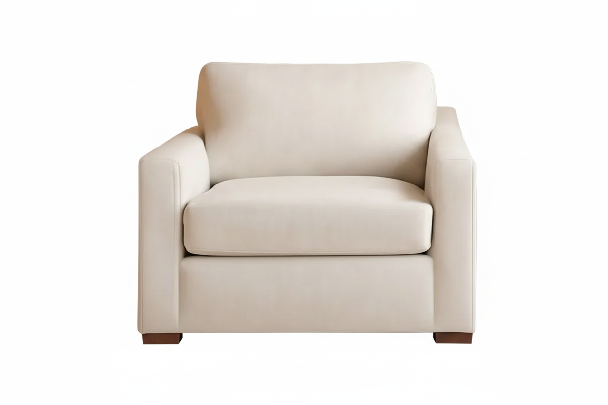 47 Inch Wide Ivory Upholstered Contemporary Armchair