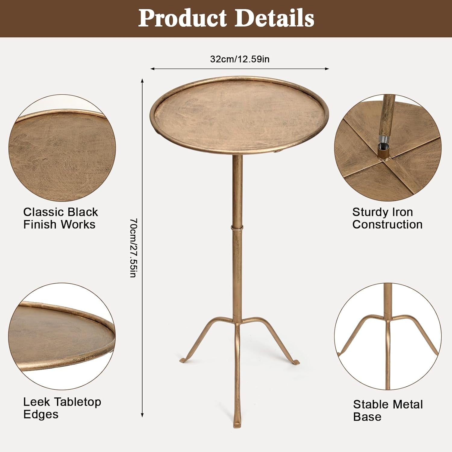 Antique Brass Martini Side Table