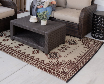 Apache Cream &amp; Brown Outdoor Mat