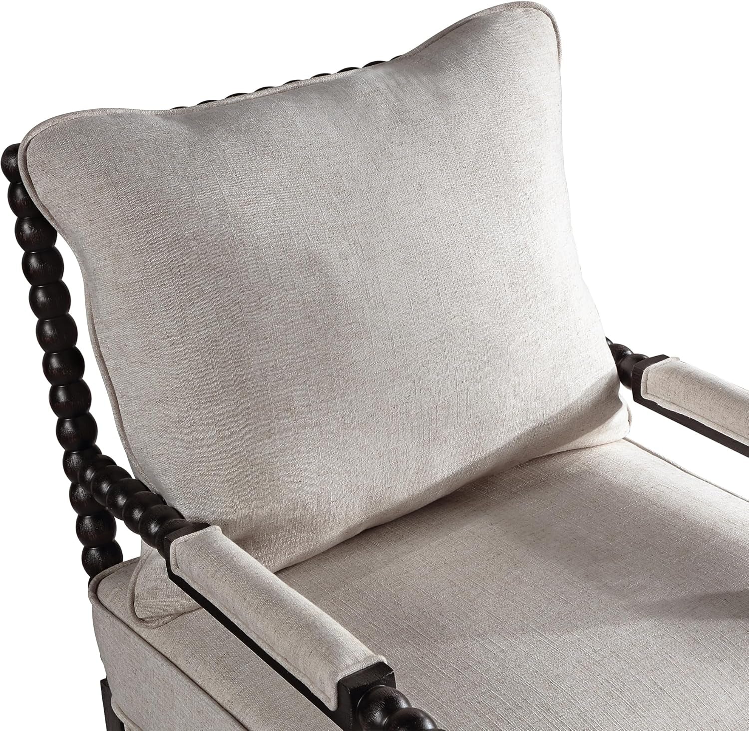 European Spindle Armchairs with Linen Cushions - 2 pc Set