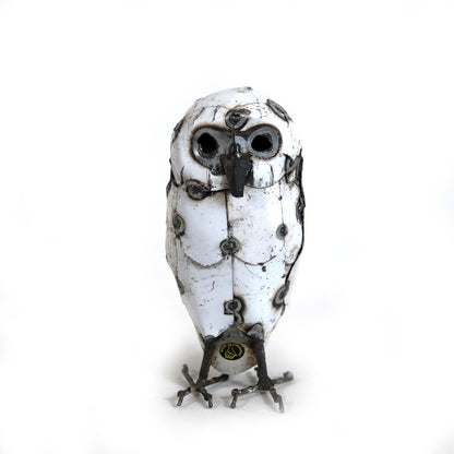 Recycled Metal Snowy White Owls