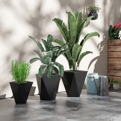 Set of 3 Tall Planters - Black
