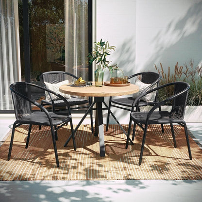 Set of 4 Modern Stackable Rattan Outdoor Dining Chairs