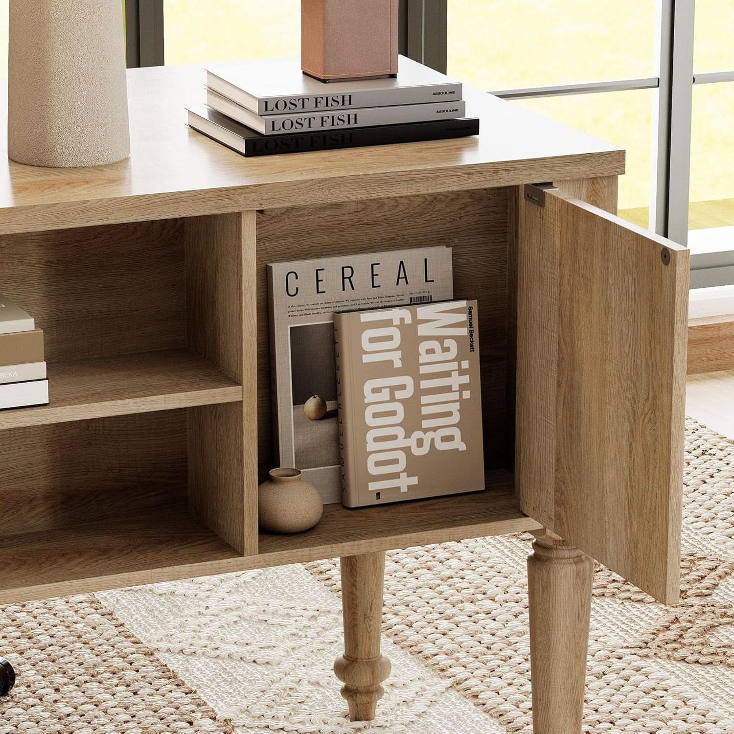 Contemporary Home Workstation Desk + 2 Storage Cabinets/Bookshelves in Distressed Oak Finish