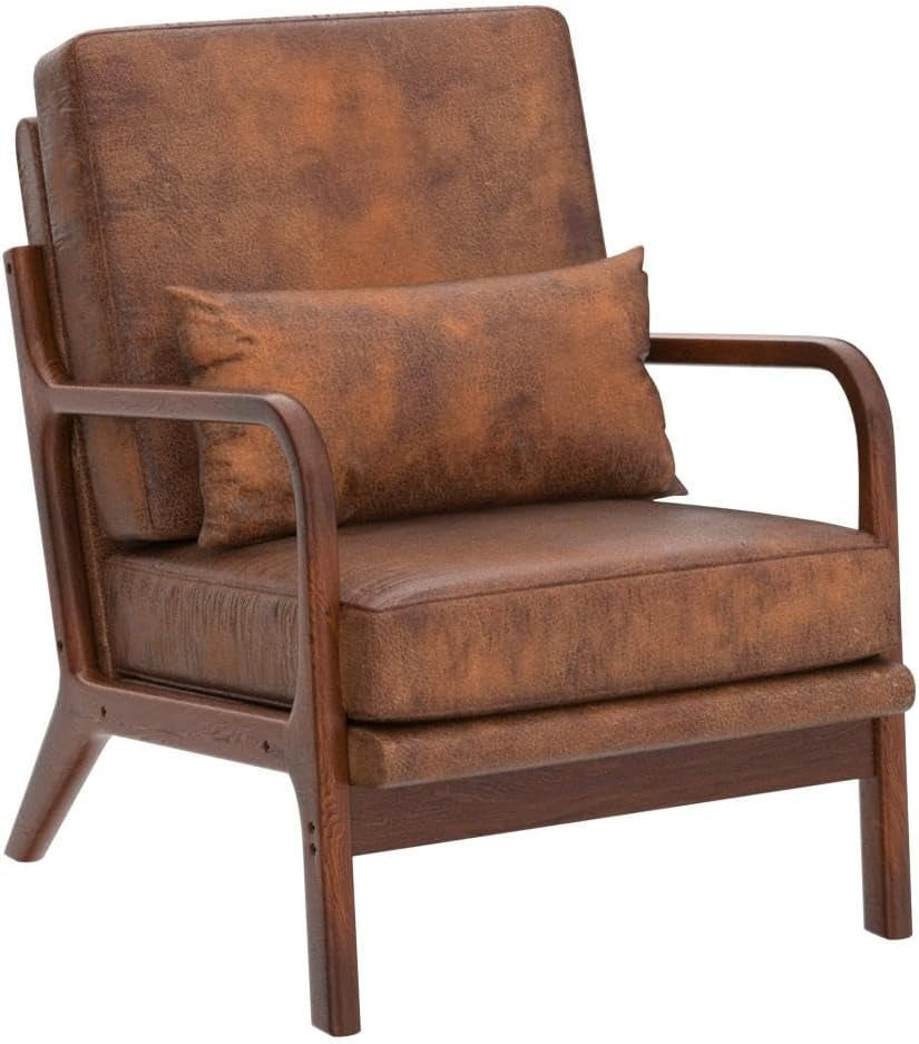 Brown Microfiber Midcentury Modern Accent Chairs - 2 pc Set